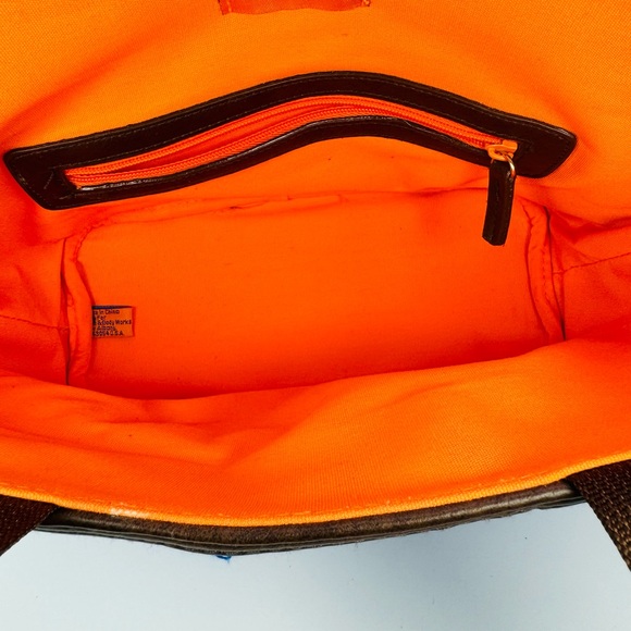 Bath And Body Works Blue Canvas Tote Bag Orange Interior HAS SOME STAINS!READ! - Picture 6 of 14